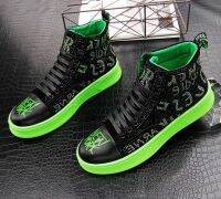 HOT★ออกแบบใหม่ผู้ชาย Rhinestone ข้อความ High Tops รองเท้าแพลตฟอร์มรองเท้ารองเท้าผ้าใบรองเท้าผ้าใบ Zapatillas Hombre ข้อเท้า Boot