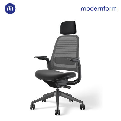 Modernform เก้าอี้ Steelcase ergonomic รุ่น Series1 พนักพิงศีรษะสูง สีดำ พนักพิงหลังสีเทาเข้ม เบาะสีดำ  เก้าอี้เพื่อสุขภาพ เก้าอี้แก้ปวดหลัง หุ้มด้วยผ้าตาข่ายไมโครนิต มีอุปกรณ์รองรับเอวปรับได้ ปรับน้ำหนักตามผู้นั่งอัตโนมัติ เก้าอี้สำนักงาน เก้าอี้ออฟฟิศ