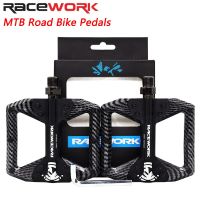 RACEWORK MTB ถนนคันเหยียบจักรยาน3แบริ่งกันลื่นเคลือบอะลูมินัมอัลลอยคันเหยียบแบนเบามากสำหรับคันเหยียบอะไหล่จักรยานมอเตอร์ไซค์ภูเขา