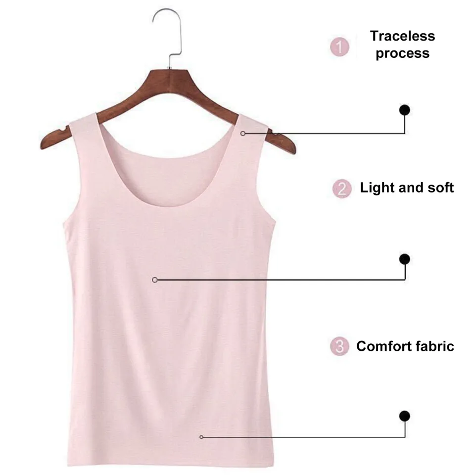 Shemi Women Vest Seamless Solid Color Round Neck Elastic Sleeveless  Pullover Soft Breathable Bottoming Camisole Lady Summer Sports Top Tank Top