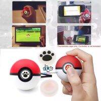 Silicone Thumb Grips Cover Cap Lid Shell Stick Joystick for Nintendo Switch Poke Ball Plus Pokeball NS Controller - Black Cat Paw Print + White จุกซิลิโคน ครอบปุ่ม อนาล็อก ลายอุ้งตีนแมวดำ/ขาว