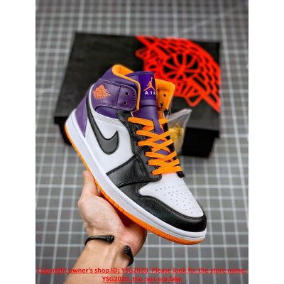 [HOT] ✅Original NK* Ar J0dn 1 R Suns Black Purple Basketball Shoes Skateboard Shoes{Free Shipping}