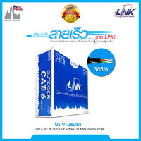 LINK US-9106OUT-1 : CAT 6 UTP, PE OUTDOOR w/Cross Filler, 23 AWG (Double Jacket) สีดำ 100 M.