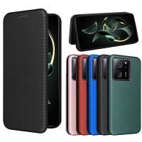 แบบพับสุดหรูคาร์บอนไฟเบอร์สำหรับ Xiaomi 13T Pro,Xiaomi ป้องกันเคสสำหรับ Xiaomi ดูดซับผิวด้วยแม่เหล็กกระเป๋าโทรศัพท์13T Pro