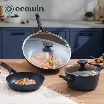  Ecowin Nonstick Deep Frying Pan Skillet with Lid, 10