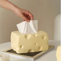 -Cute Tissue Boxes Ceramic Cheese Shape Tissue Box Funny Kawaii Korean Napkin Holder Storage Box Nordic Living Room Home Decor