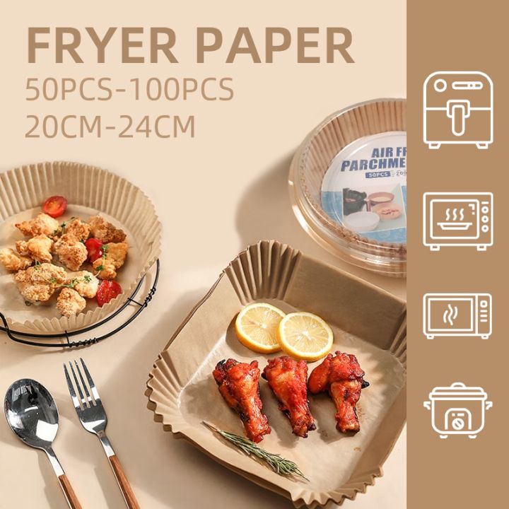 100pcs 50pcs Round and Square Air Fryer Disposable Paper