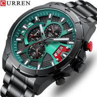 CURREN นาฬิกาข้อมือแฟชั่นใหม่สำหรับผู้ชาย Casual Luminous Hands สร้อยข้อมือสแตนเลส Chronograph นาฬิกาควอตซ์8401