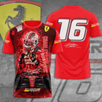 F1 Scuderia (สต็อกเพียงพอ) Ferrari2023 Signature 3D T-Shirt 59คุณภาพสูง size:S-5XL