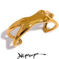 【hot】﹍  Yhpup 63mm Not Adjustable Figure Cuff 316L Bangle Heavy Metal 18K Jewelry