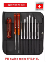 PB SWISS TOOLS ไขควง สวิสเซอร์แลนด์ 10 ตัวชุด รุ่น PB 215L / Screwdriver sets with interchangeable blades in a handy roll-up case