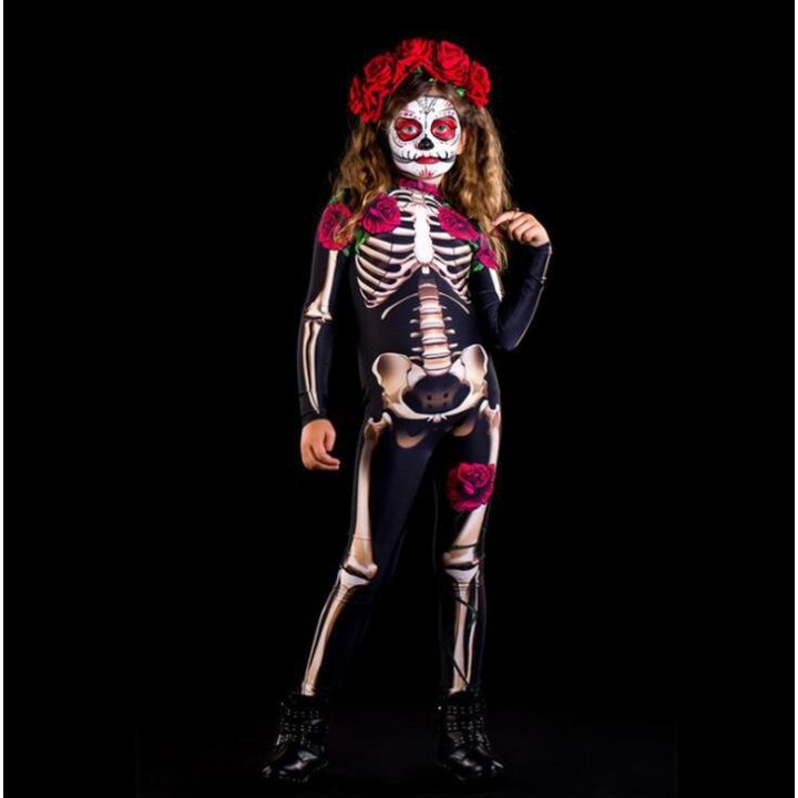 ready-stock-and-girls-halloween-skeleton-cosplay-costume-black-carnival-party-jumpsuits