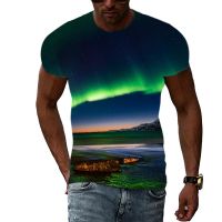 Summer Gorgeous Aurora graphic t shirts For Men Fashion Casual Landscape Pattern Print T-shirt Hip Hop Harajuku Handsome tshirt