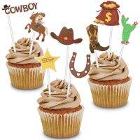 ✧ ✧ ✧ ตกแต่งคาวบอยปาร์ตี้ Themeboy Miniature Boots Baby Cupcake Toppers Western Shower Rodeo Mini Hats วันเกิด