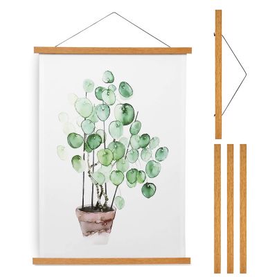 【CW】✟❁✚  NEW Wood Poster Frame 4Pcs Magnetic Hanging Rod Photo Hangers with Rope for Photos Canvas