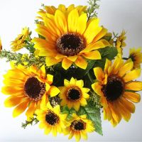 13 Heads Yellow Silk Sunflower Artificial Flowers 7 Branch/Bouquet for Home Office Party Garden Hotel Wedding Decoration A5230