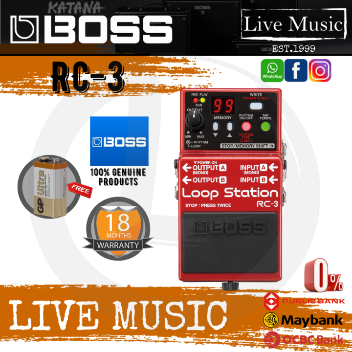 Loop　Pedal　(RC3)　Lazada　Guitar　Station　Compact　Recorder　Phrase　Effect　Boss　RC-3