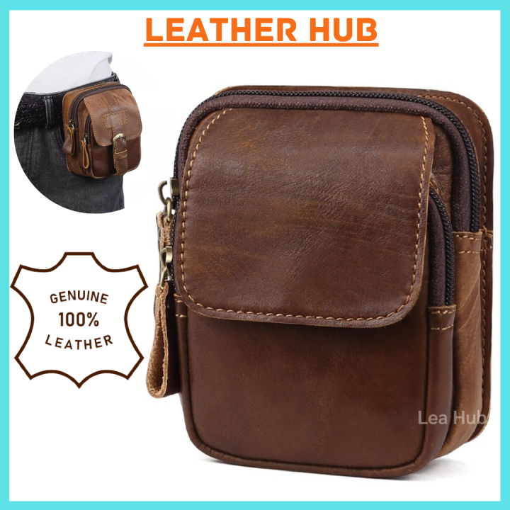 Malaysia Stock] Men's Leather Sling Bag Cross Body Multifunction Shoulder  Beg Lelaki Kulit