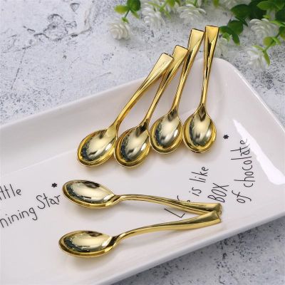 [HOT QIKXGSGHWHG 537] 24PCS พลาสติกทิ้งช้อน Golden Mini ช้อนชุดพลาสติกเลียนแบบโลหะ Flatware สำหรับบาร์บีคิวปาร์ตี้ปิกนิกเครื่องครัว