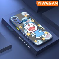 YIWESAN เคสสำหรับ Xiaomi Mi POCO M3 Pro 4G POCO M3 Pro 5G Redmi Note 10 5G Note 11 SE เคสการ์ตูนโดราเอมอนบางน่ารักมีน้ำค้างแข็งโปร่งใสแข็งขอบสี่เหลี่ยมกันกระแทกลวดลายปลอกซิลิโคนป้องกันคลุมทั้งหมดนิ่ม