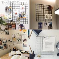 ✻卐㍿  Ins Metal Grid Wall Mesh Storage Organizer Photos Display Frame Home Bedroom DIY Decoration Iron Square Decorative Shelf 35X35cm