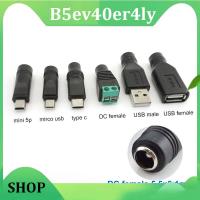 B5ev40er4ly Shop USB Mini 5pin A Male Female Mirco Type C to dc female Connector 5.5x2.1mm Power charger converter Adapter Jack Plug for Laptop