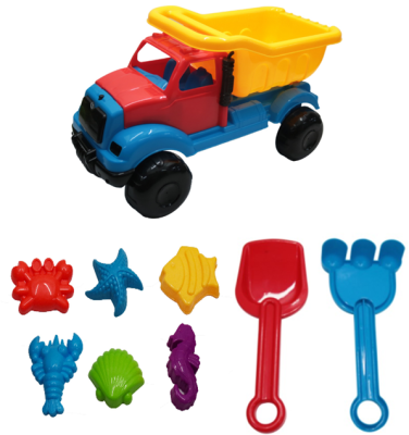 คิดอาร์ท ชุดของเล่นรถบรรทุกขนาด และ แม่พิมพ์ชายหาด8ชิ้น Kidart Car &amp; Molds Toys Beach. (LX260487-S)