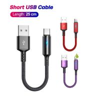 25cm Short Nylon Charger Data Cable Micro USB Type C Cables For iOS Android Phone 2.4A Fast Charging Power Bank Phone Cord Wire Wall Chargers