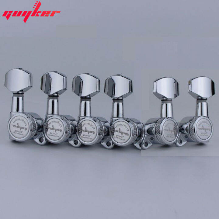 1 Set GUYKER Chrome Locking Guitar Machine Heads Tuners Gear Ratio 118