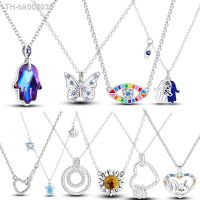 ﹊☁■ 925 Sterling Silver Me Link Star Blue Palm Sunflower Butterfly Necklace Fit Original Charms Fine Jewelry DIY Women Fashion