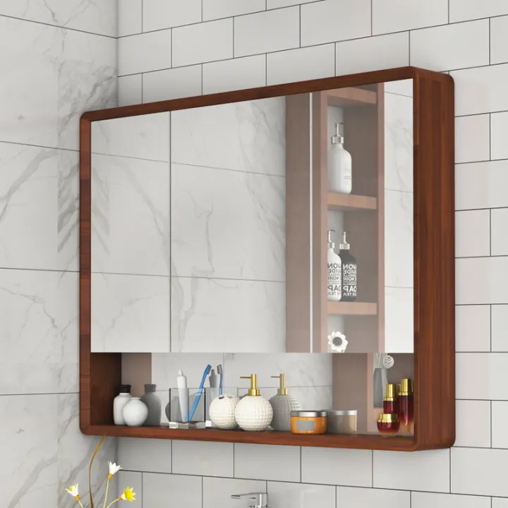 Oak Bathroom Mirror Wallmounted Bathroom Mirror with Shelf