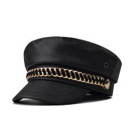 High Quality Ladies Military Hats Fashion Spring Sailor Caps Black Ladies Beret Flat Caps Captain Caps Cadet Octagonal Caps