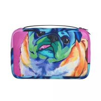 Hanging Travel Toiletry Bag Cut Pug Dog Painting Folding Makeup Bag Cosmetic Bag for Bathroom Organizer