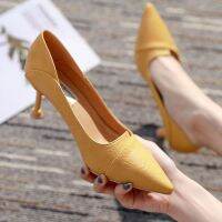 ZAZA รองเท้าสีดำมีส้นสำหรับผู้หญิง Koran Style Office Work Shoes Soft Pumps Shoes 1807
