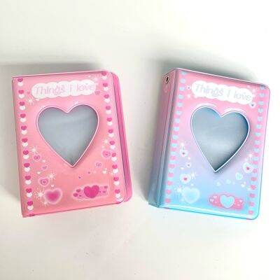 Cute Mini Photo Album Pink Blue Gradien Storage Album Creative Heart Hollow Star Chasing Album INS 40 Grids Photocard Holder