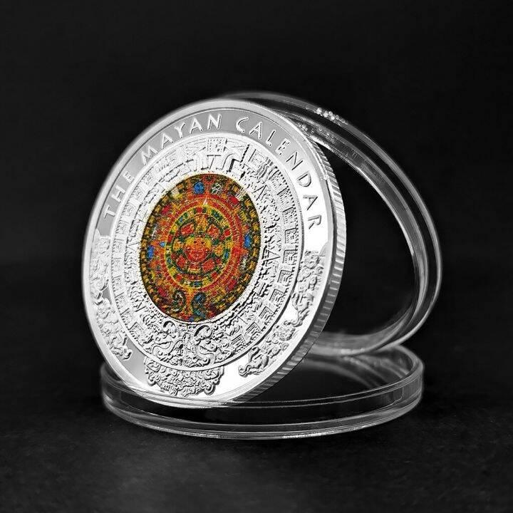 mayan-calendar-commemorative-medallion-gold-and-silver-plated-commemorative-coin-cultural-totem-aztec-civilization-commemorative