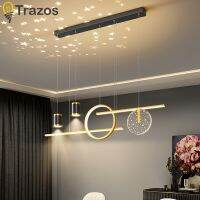 TRAZOS โคมไฟระย้า LED แถบยาวสุดสร้างสรรค์,โคมไฟระย้าโต๊ะทานอาหารร้านอาหารเรียบง่ายทันสมัยโคมไฟส่องสว่างภายในอาคาร