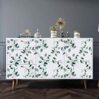 ✁ Self Adhesive Vinyl Wallpaper Green Leaf Peel and Stick Contact Paper Removable Waterproof Wallpaper For Furniture Renovation