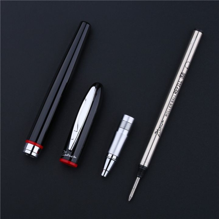 picasso-907-high-quality-luxurious-montmartre-metal-black-rollerball-pen-with-yellow-red-ring-original-box-option-pens