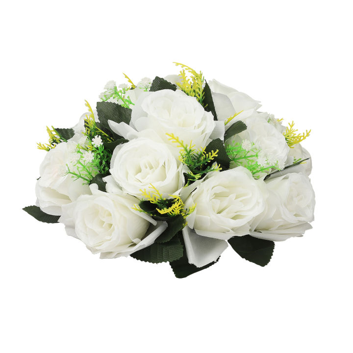 ช่อดอกไม้ประดิษฐ์สไตล์ใหม่ประดับกลางโต๊ะดอกไม้ผ้าไหมงานแต่งงานดอกไม้เทียมสวย
