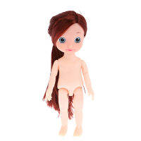 Olliles 1PC 1/12 17cm MINI CUTE 3D Big Eyes สีบลอนด์สีน้ำตาลผมเปลือยผู้หญิง DIY House