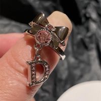 Small design zircon pink ring opening female ins ethos cold light senior luxury fashion sense of the index finger ring