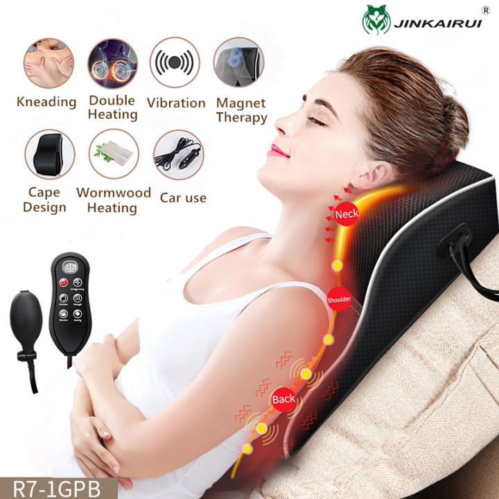 Jinkairui Massage Pillow Neck Massager Kneading Heating Vibration Body Massage Machine For Back 6569