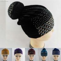 【YF】 Fashion Rhinestone Cap for Women African Party Headties Velvet Bonnet Hair Care Turban Headscarf Head Wrap Hat Accessories