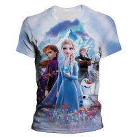 Disney Frozen Princess Summer Cartoon Print Dance T Shirt Adult Loose Cute Clothes Men and Women O Neck Tops Kawaii Casual Tops
