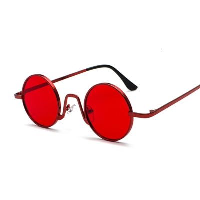 Vintage Red Round Sunglasses Woman Man Fashion Brand Designer Sun Glasses Female Male Retro Small Frame Circle Hip Hop Oculos