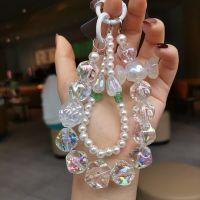 Short Phone Case Universal Anti Loss Landyard Mobile Phone Strap Wrist Chain Colorful Round Beads Handmade Pearl Beaded Pendant