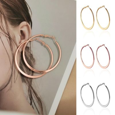 【YP】 DoreenBeads 4-6cm Hoop Earrings Womens Accessories Concise Round Gold Color Sensitive Birthday