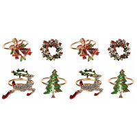 8Pcs Christmas Napkin Rings Napkin Clasps Alloy Napkin Rings Napkin Buckles Dinner Wedding Party Table Decoration