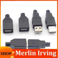 Merlin Irving Shop 100pcs 5V USB Type A 2.0 Male Female 4Pin Plug Socket Connector Adapter 4pin Plastic Cover Solder DIY Connection Wholesale